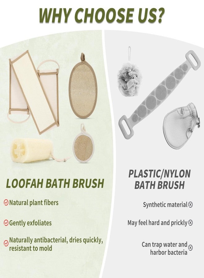 DEBETOOL Natural Loofah Sponge Set - 4 Piece Plant-Based Loofah Back Body Scrubber with Face Scrubber Pad，Exfoliating Loofah Sponge for Women and Men Glowing Skin - Image 5