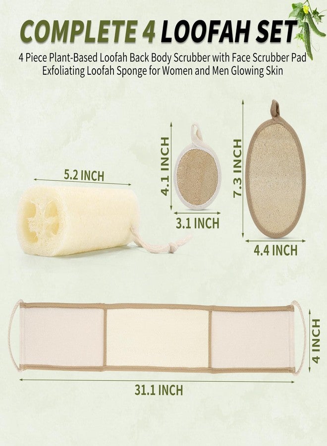 DEBETOOL Natural Loofah Sponge Set - 4 Piece Plant-Based Loofah Back Body Scrubber with Face Scrubber Pad，Exfoliating Loofah Sponge for Women and Men Glowing Skin - Image 2