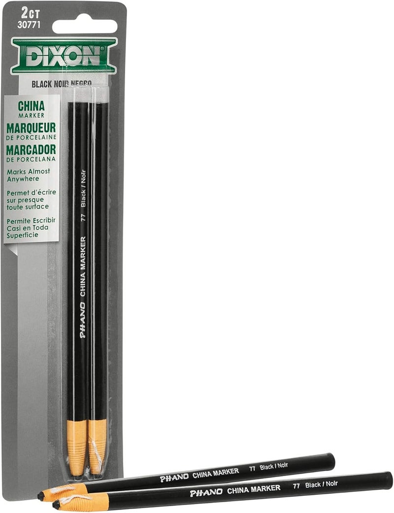 Dixon Industrial Phano Peel-Off China Markers, Black, 2-Pack - Image 2