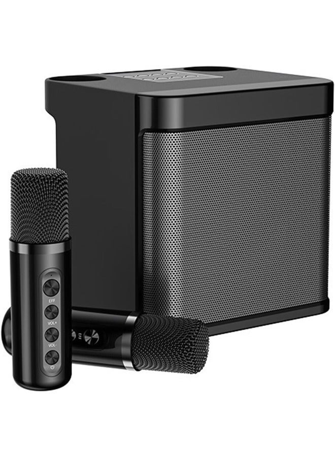 YS 203 Portable Wireless Bluetooth Karaoke Speaker with Stereo Bass and Dual Microphones – Black - Image 1