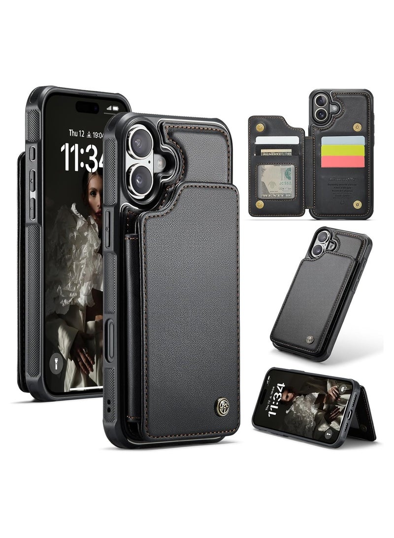 General Compatible with iPhone 16 Plus Slim Wallet Case with RFID Blocking Flip Card Slots/Kickstand, Shockproof Front PC Frame+Back PU Leather Protective Cover w/Magnetic Snaps  - Image 1