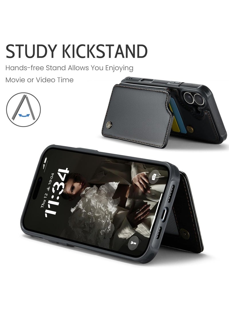 General Compatible with iPhone 16 Plus Slim Wallet Case with RFID Blocking Flip Card Slots/Kickstand, Shockproof Front PC Frame+Back PU Leather Protective Cover w/Magnetic Snaps  - Image 3