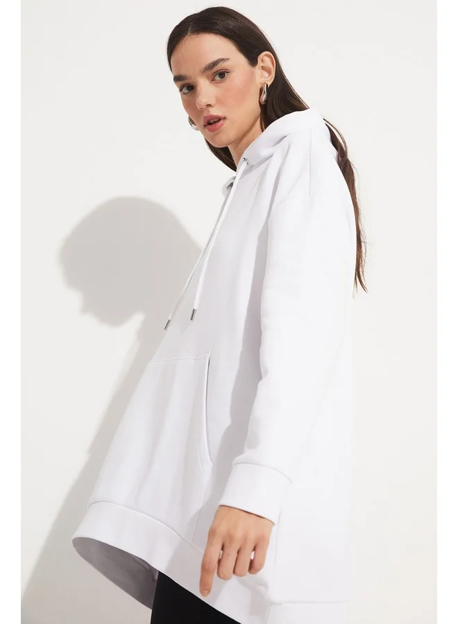 JUNE June Basic Thick Hooded Sweatshirt White