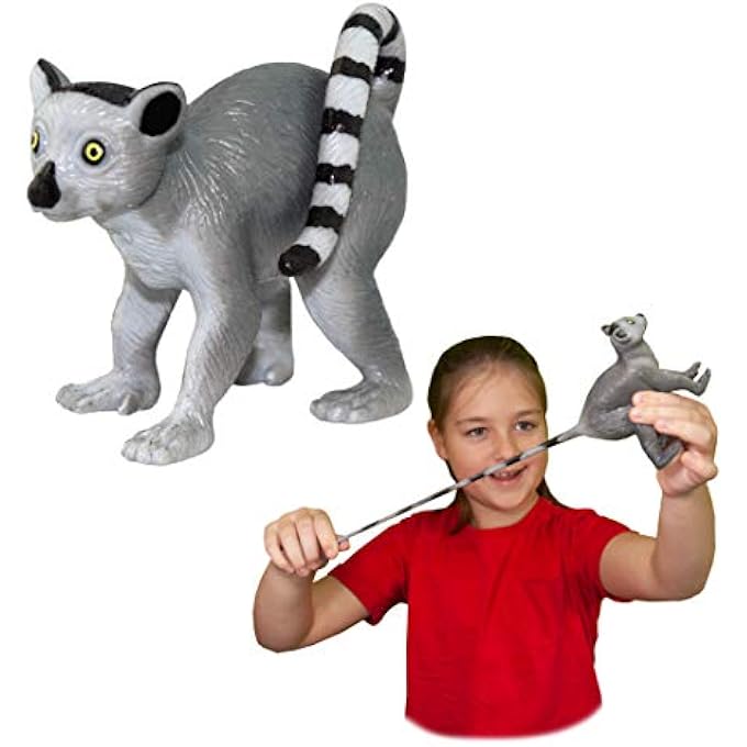 Deluxebase Ringtail Lemur - Deluxe Base Elastic Toy - Super Elastic Rubber Animals That Look Real - Perfect for Kids - Image 1