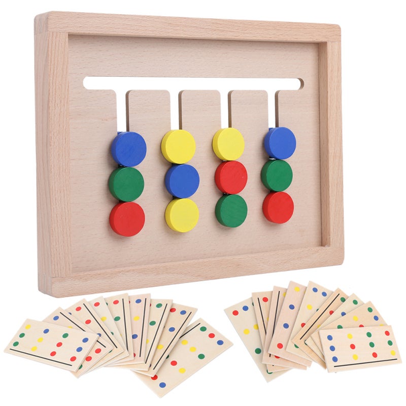 Wooden Slide Puzzle: Double-Sided Wooden Panel 12 Movable Blocks - Shape Matching Toy for Kids Aged 3+, Home, School Play & Holiday Gifting - Image 5
