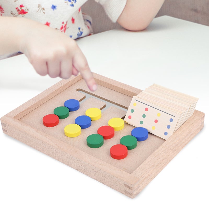 Wooden Slide Puzzle: Double-Sided Wooden Panel 12 Movable Blocks - Shape Matching Toy for Kids Aged 3+, Home, School Play & Holiday Gifting - Image 2