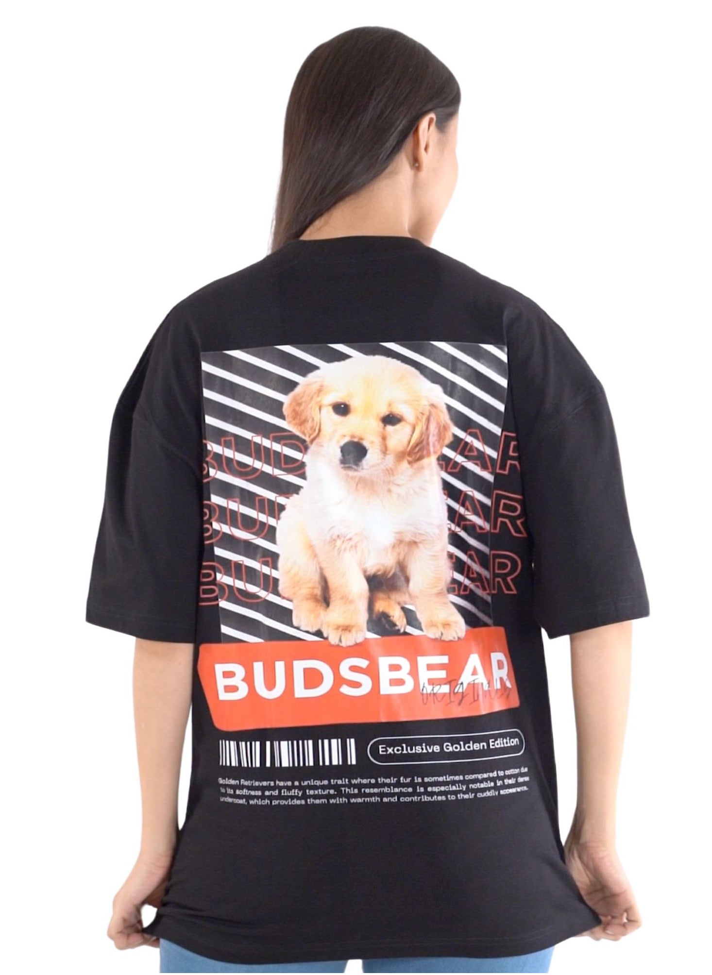 Budsbear Oversized-Fit Cotton T-Shirt with Graphic Printed Golden Edition 