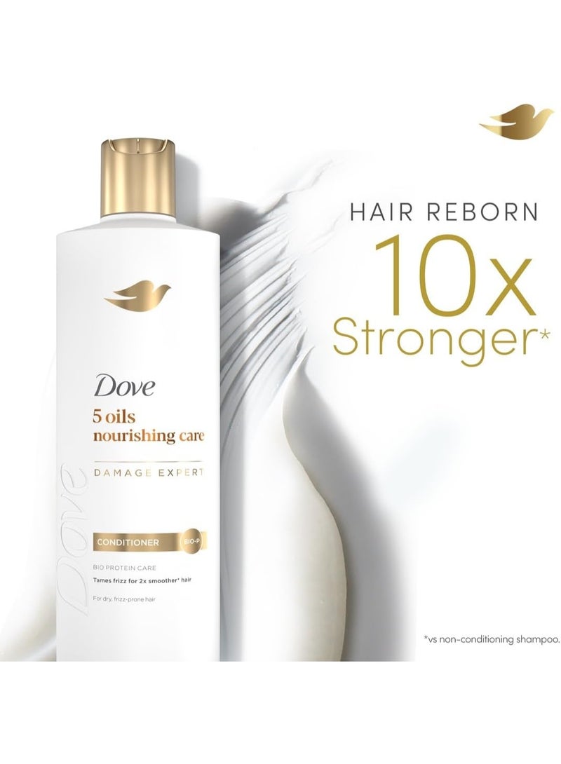 DOVE Conditioner 5 oils nourishing care, tames frizz for 2x smoother* hair, 350ml - Image 4