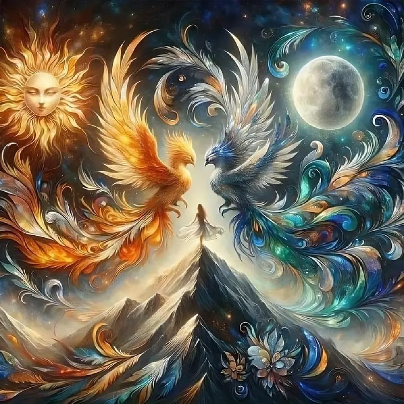 BOHADIY Phoenix Diamond Painting Kit for Adults - 5D Moon Art Kit for Beginners, Full Drill DIY Gem Art With Painting Kit for Home Wall Decor, 12 x 12 Inch - Image 1