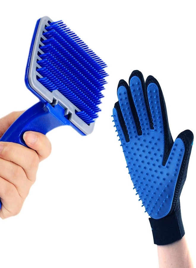 YOUHAVEDEAL Slicker Brush Pet Grooming Glove for Dogs and Cats Shedding Small Medium Large Breeds Pet Hair Remover Glove-Massage Five Finger for Dog, Cat with Long &Short Fur Combo Pack 2 - Image 1
