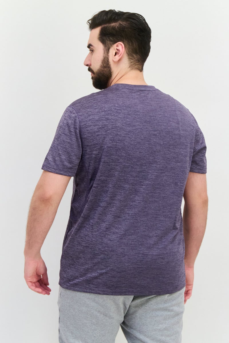 MOTION Men Crew Neck Short Sleeves Plain T-Shirt, Purple - Image 3