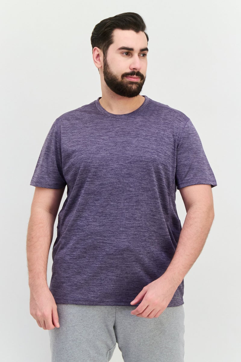 MOTION Men Crew Neck Short Sleeves Plain T-Shirt, Purple - Image 1