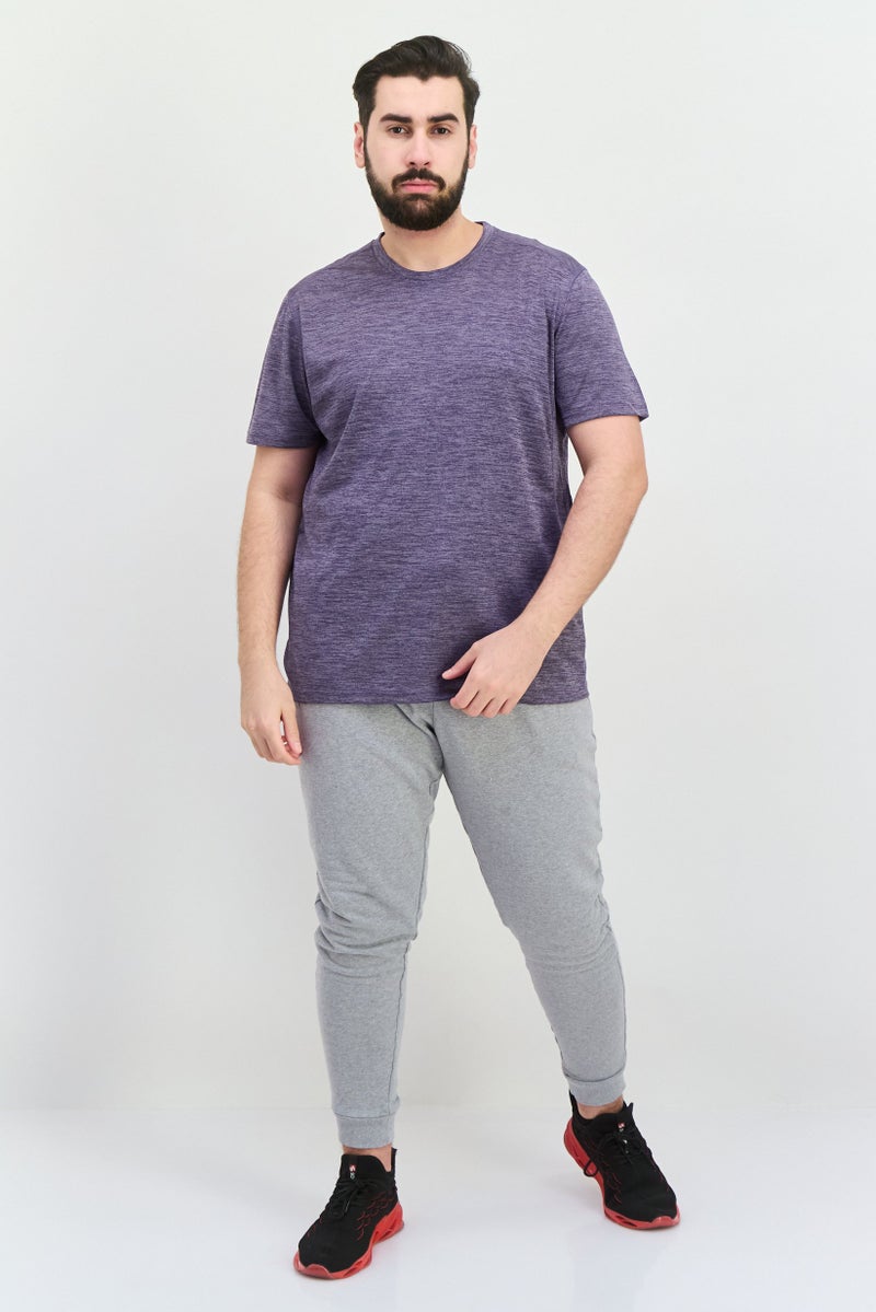 MOTION Men Crew Neck Short Sleeves Plain T-Shirt, Purple - Image 4