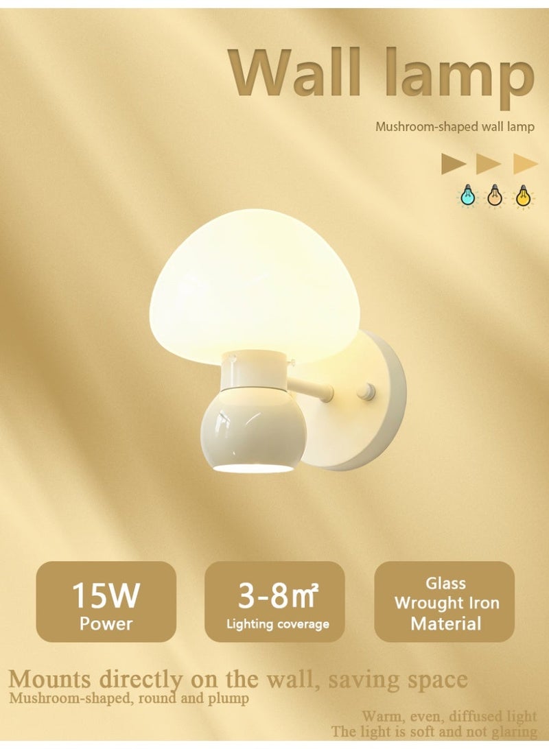 Cream-Style Mushroom-Shaped Wall Lamp, G9, Warm Light, Bedroom, Bedside, and Hallway Lighting - Image 1