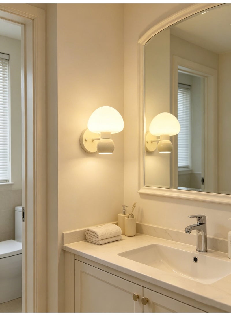 Cream-Style Mushroom-Shaped Wall Lamp, G9, Warm Light, Bedroom, Bedside, and Hallway Lighting - Image 5