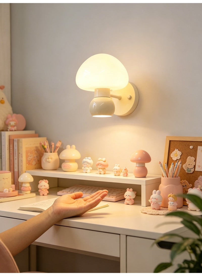Cream-Style Mushroom-Shaped Wall Lamp, G9, Warm Light, Bedroom, Bedside, and Hallway Lighting - Image 4