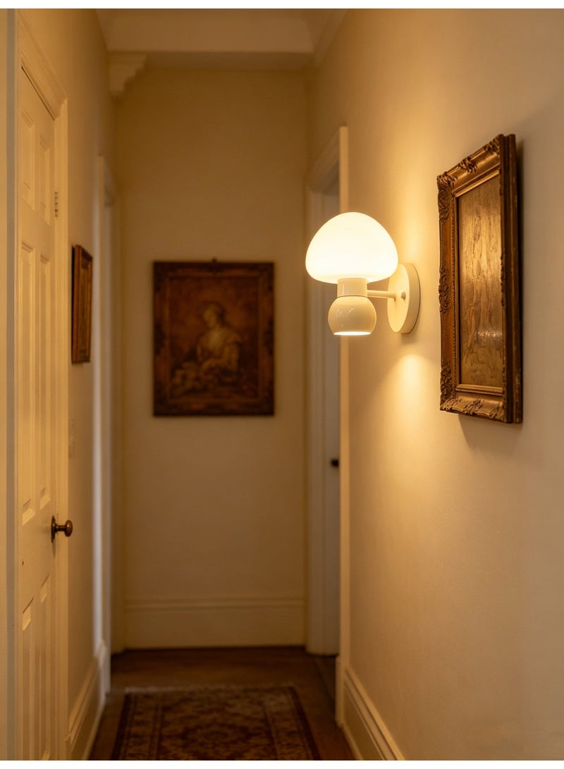 Cream-Style Mushroom-Shaped Wall Lamp, G9, Warm Light, Bedroom, Bedside, and Hallway Lighting - Image 3