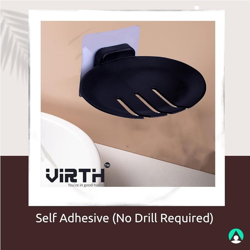 Virth 6PCS Black Plastic Soap Dish Holder NoDrilling Soap Holder Stand for Shower Bathroom and Kitchen Black SOAP Dish 6 - Image 3