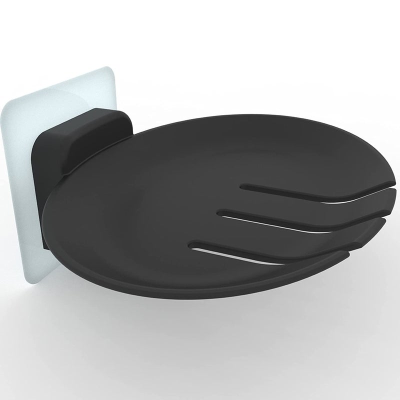 Virth 6PCS Black Plastic Soap Dish Holder NoDrilling Soap Holder Stand for Shower Bathroom and Kitchen Black SOAP Dish 6 - Image 1