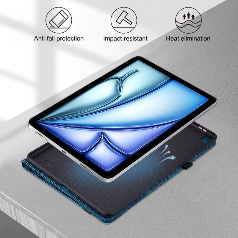أليلانج غطاء لجهاز Amazon Fire HD 8 اللوحي الجديد تمامًا (الإصدار الثاني عشر/العاشر، إصدار 2024/2022/2020)، غطاء لوحي وقائي بمشاهدة متعددة الزوايا مع حام�� قابل للطي وحامل قلم - أزرق - Image 3
