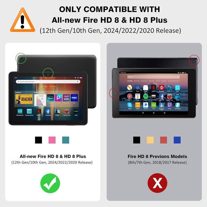 أليلانج غطاء لجهاز Amazon Fire HD 8 اللوحي الجديد تمامًا (الإصدار الثاني عشر/العاشر، إصدار 2024/2022/2020)، غطاء لوحي وقائي بمشاهدة متعددة الزوايا مع حام�� قابل للطي وحامل قلم - أزرق - Image 2