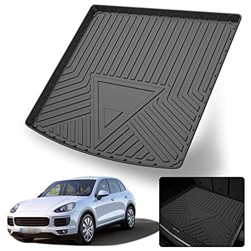 Elsetyler Cargo Liner for 2019 2020 2021 2022 2023 2024 2025 Cayenne - Black TPE All Weather Heavy Duty Waterproof Rear Cargo Tray Trunk Floor Mat Protector Compatible with 2019-2025 Porsche Cayenne - Image 1