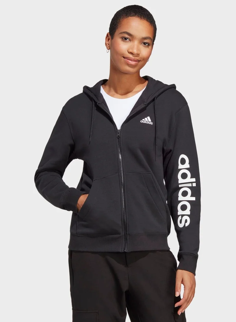 adidas سترة Essentials Linear Full-Zip French Terry