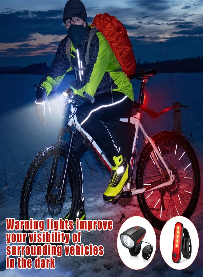 Hanaive 4 Sets Bright LED Bike Light Set USB Rechargeable Bicycle Front Headlight Back Taillight Waterproof Bicycle Light Cycling Accessories for Men Women Night Road Mountain Riding(Popular Style) - Image 3