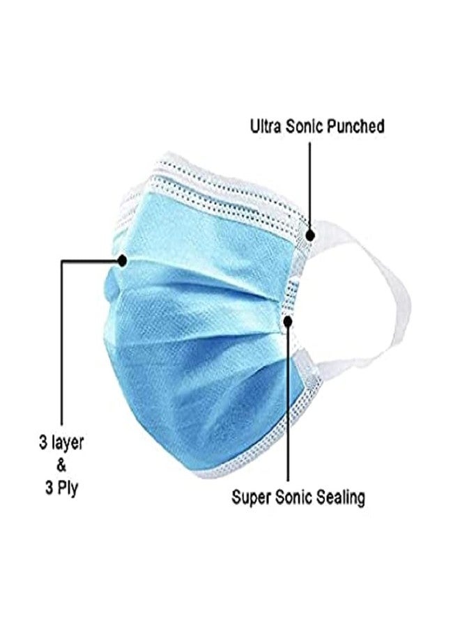 7Shield Disposable Surgical 3Ply Unisex Mask - Ultra Soft Fabric Wide Ear Loop, Comfortable, Inbuilt Plastic Coated Nose Pin, CE and ISO Certified, Convenient Box Pack (Blue-100 pcs) - Image 3