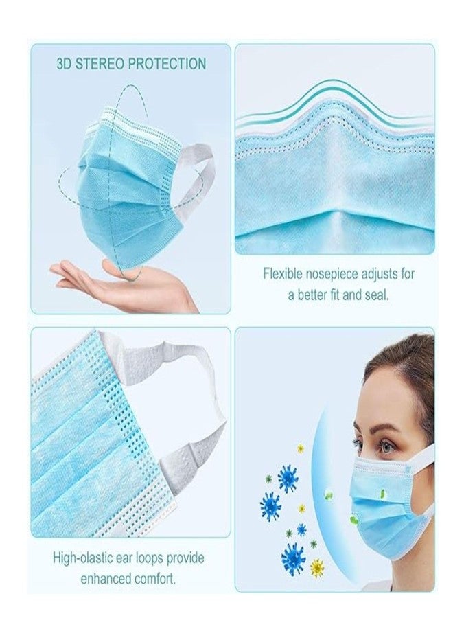 7Shield Disposable Surgical 3Ply Unisex Mask - Ultra Soft Fabric Wide Ear Loop, Comfortable, Inbuilt Plastic Coated Nose Pin, CE and ISO Certified, Convenient Box Pack (Blue-100 pcs) - Image 2