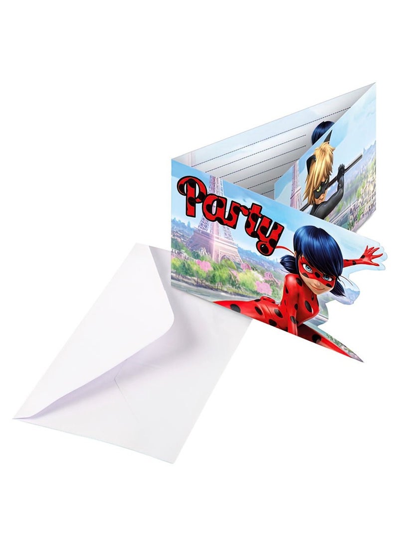 بطاقات دعوة شخصية الدعسوقة المعجزة متعددة الألوان، 14 سم، عبوة من 8 قطع