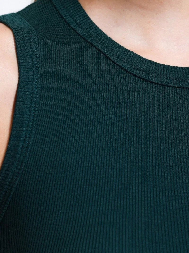 Hiccup Sacramento Green Crew Neck Crop Top with a V-Shaped Front for Women | Best Price UAE