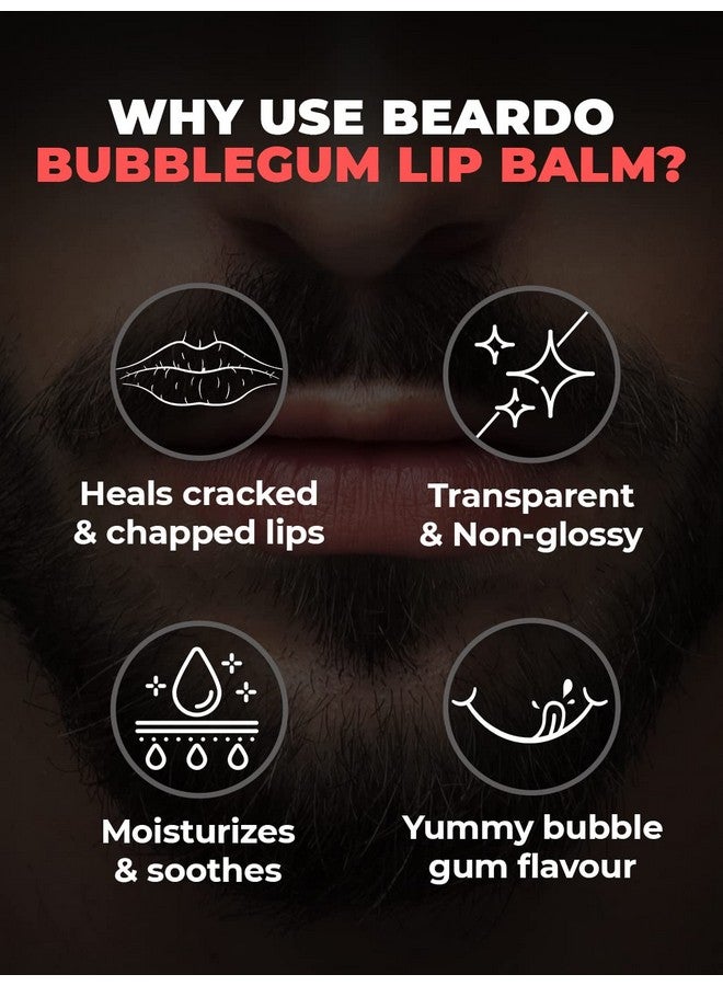 BEARDO Bubblegum Non Tinted Lip Balm For Men, 7G | Lip Care For Soft Kissable Lips | Lip Mask For Dry, Cracked And Chapped Lips | Lip Repair & Protection - Image 2
