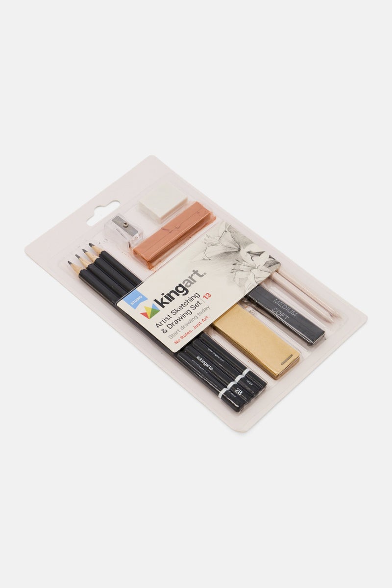 KINGART 13 Piece Sketching And Drawing Set, Multicolor  - Image 3
