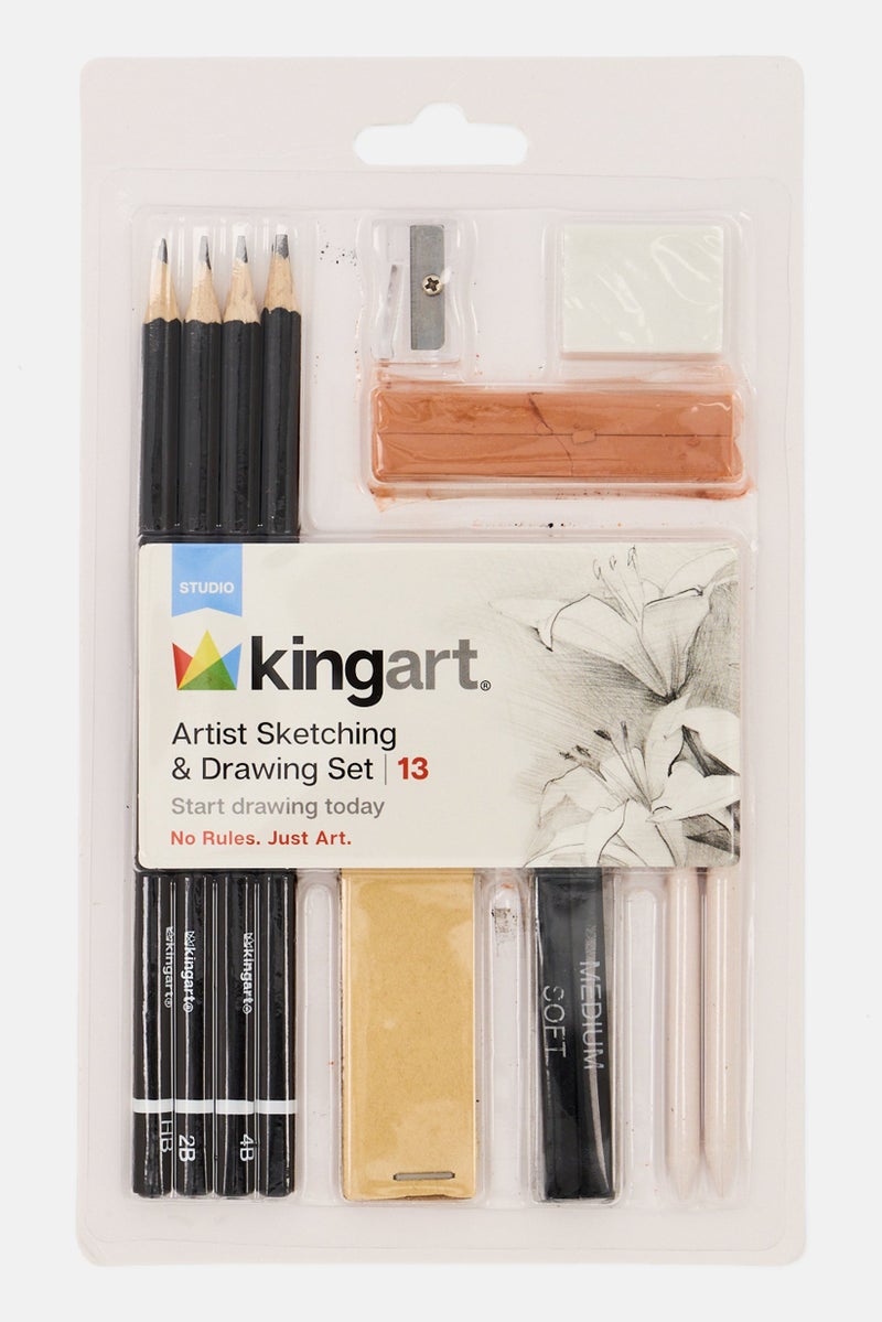 KINGART 13 Piece Sketching And Drawing Set, Multicolor  - Image 1