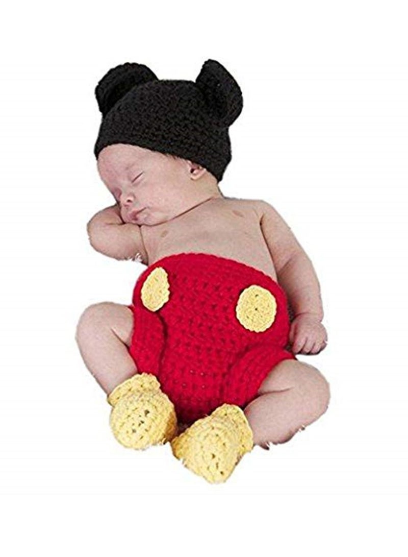 Photography Prop Baby Costume Cute Crochet Knitted Hat Cap Girl Boy Diaper Shoes Mouse - Image 2