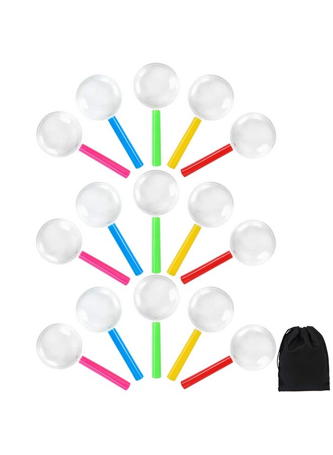 Elcoho 30 Pack Plastic Magnifying Glasses Colorful Magnifying Glasses Party Favors With A Storage Bag 5 Colors - Image 1