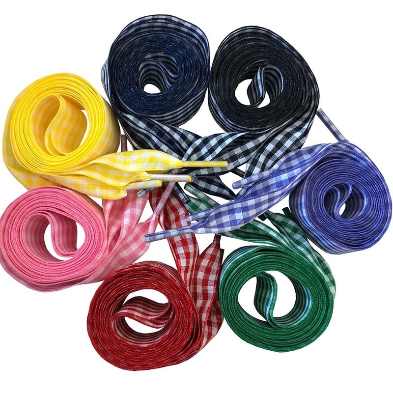 Goodlace 1 Inch Wide Fantastic Flat Checkered Shoelaces Fabric Ribbon Plaid Shoe Laces for Sneaker Sport Shoes 47/55 Inch (No 6 Dark Blue, 47In/120cm) - Image 5