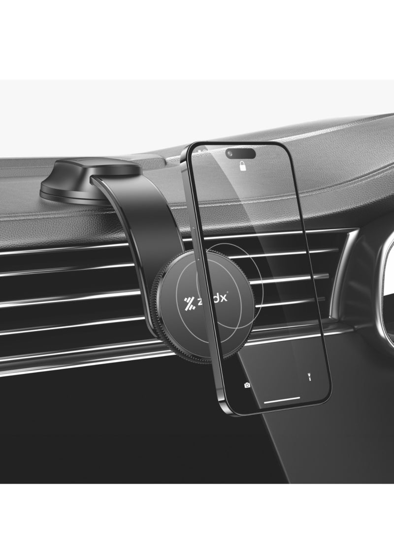 ZEDX CH17 Bendable Car Magnetic Phone Holder – 360° Rotation, Suction Base, Black - Image 2