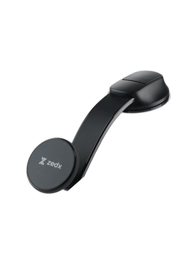 زيدكس حامل هاتف مغناطيسي للسيارة ZEDX CH17 – قابل للانحناء، دوران 360°، قاعدة شفط، باللون الأسود - Image 1