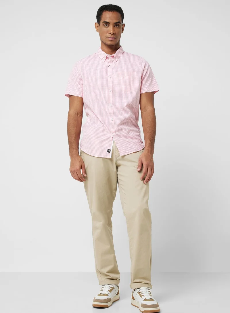 Thomas Scott Thomas Scott Gingham Checks Spread Collar Cotton Casual Shirt