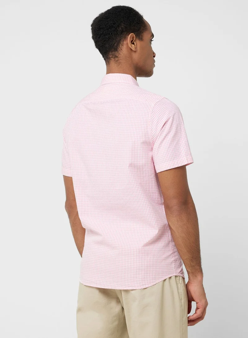 Thomas Scott Thomas Scott Gingham Checks Spread Collar Cotton Casual Shirt