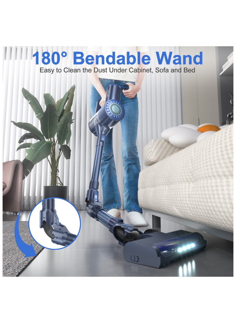 Generic Utillify Cordless Bendable Vacuum Cleaner with HEPA Filter, 20KPa Suction, 1.2 Liters Dust Capacity, 2-in-1 Brush Head Set, LED Display, Lightweight Vacuum for all Types of Floor, Runtime 45 Min  - Image 3