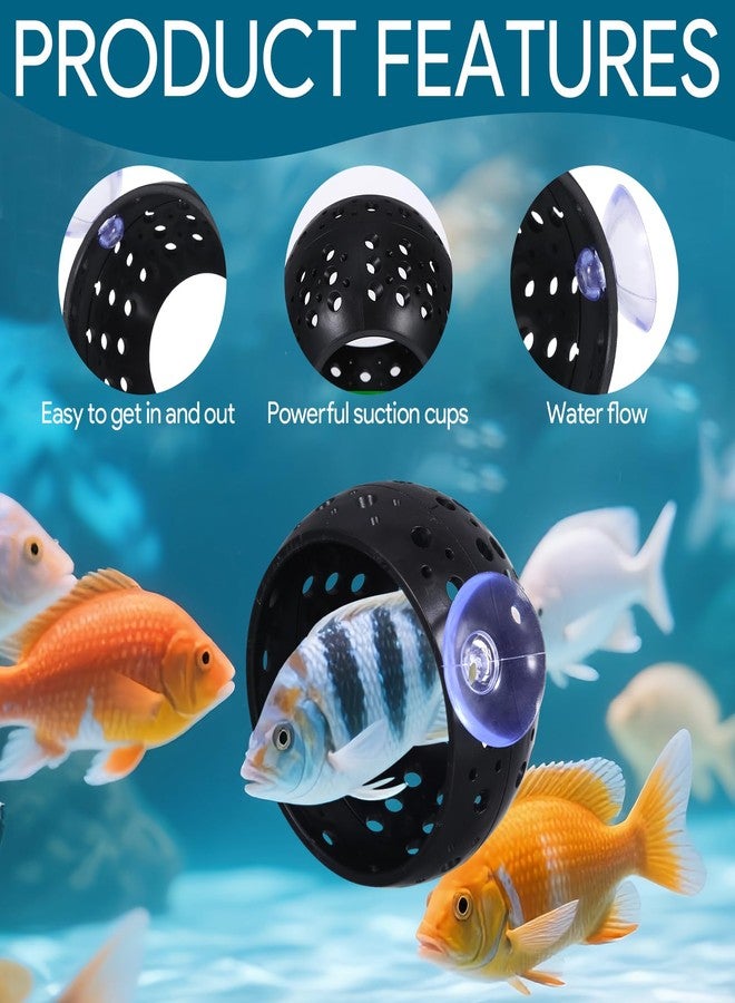 Qiuruoo Betta Fish Hideout, Betta Fish Tank Accessories with Suction Cups and 5 Fake Aquatic Plants, Aquarium Decor Accessory for Small Shrimps to Hide and Rest(Black) - Image 3