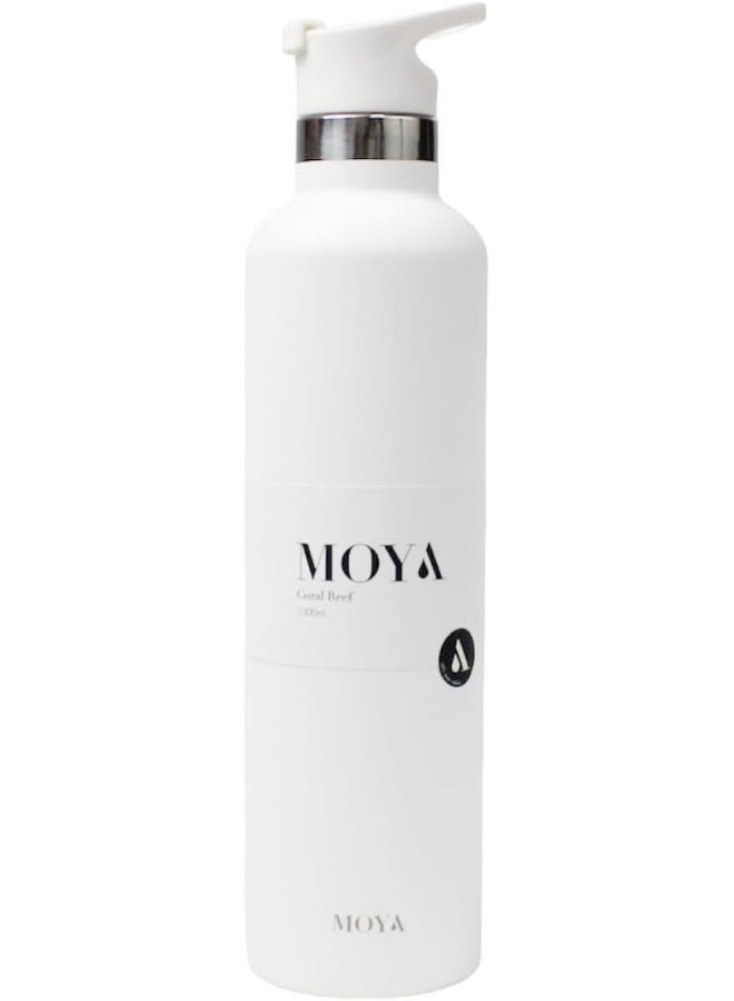 Moya 'Coral Reef' 1L Insulated Sustainable Water Bottle White - Image 1