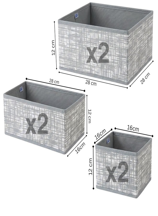 Skrill Non Woven 6-Piece Foldable Clothing Storage Box Set| Cube Baskets,Bins & Dividers for Closet & Dresser Drawer Organization| Storage for Shirts, Pants,Underwear,Bras,Socks&More(Crosshatch Grey) - Image 3