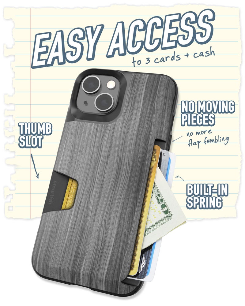 SmartishÂ® iPhone 13 Wallet Case - Wallet Slayer Vol. 1 [Slim + Protective] Credit Card Holder - Drop Tested Hidden Card Slot Cover Compatible with Apple iPhone 13 - Graspin' Aspen - Image 2