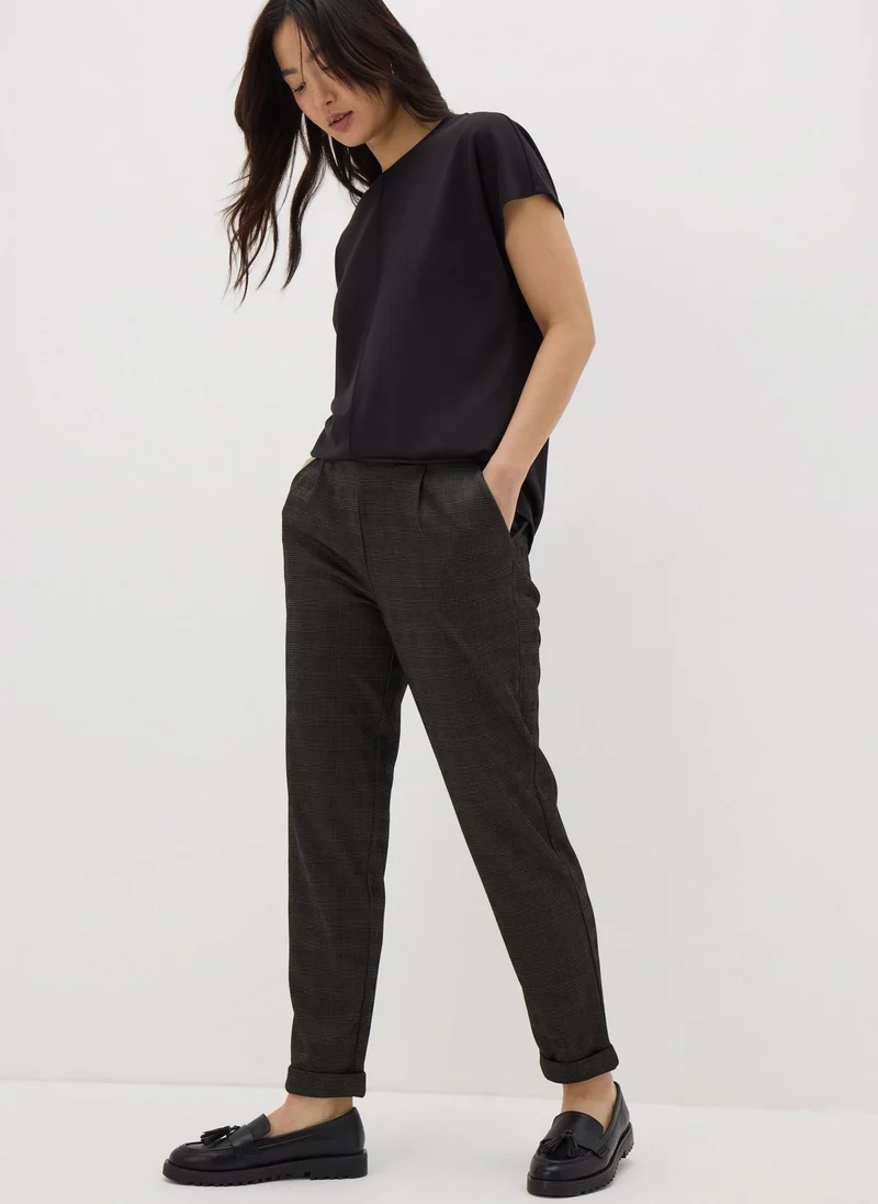 Matalan Brown Check Ponte Tapered Trousers