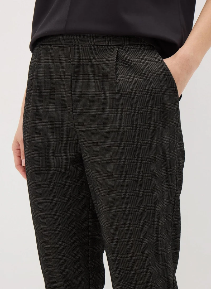 Matalan Brown Check Ponte Tapered Trousers