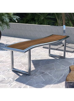 RIGID Stainless Steel Bench with Wooden Top  55x175x40cm  - Image 1
